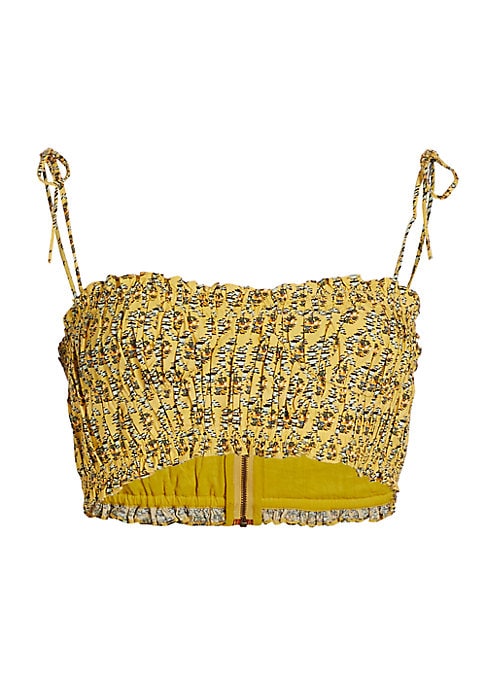 Smocked Square Neck Crop Top