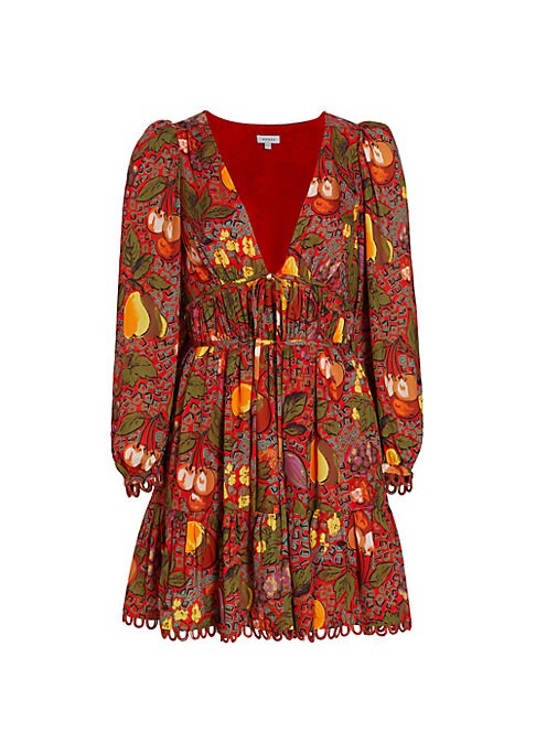 Fruit Print V-Neck Dress