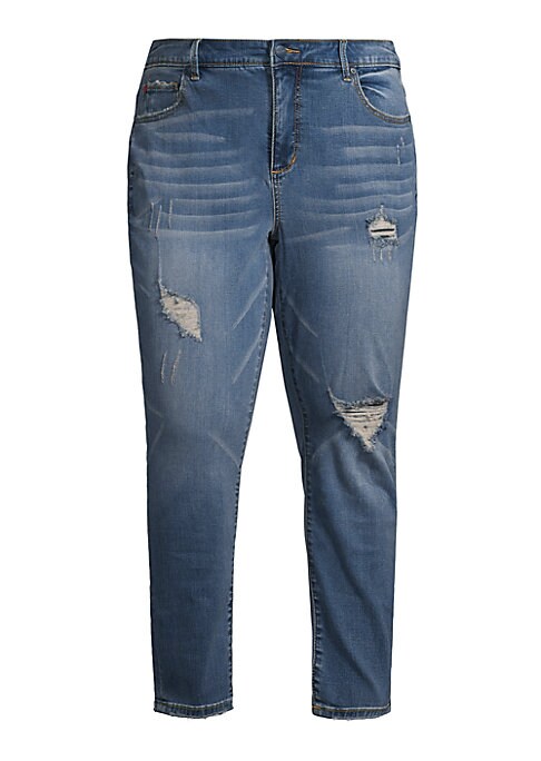 High-Rise Distressed Denim Jeans