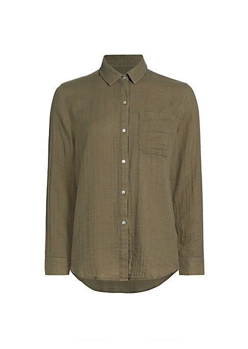 Soft Crinkle Button-Up Shirt