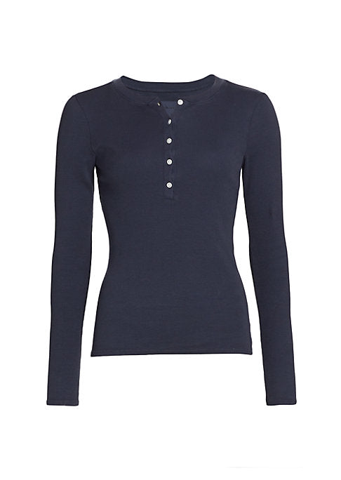 Cotton Crewneck Henley Tee