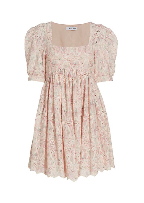 Puff Sleeve Embroidered Dress
