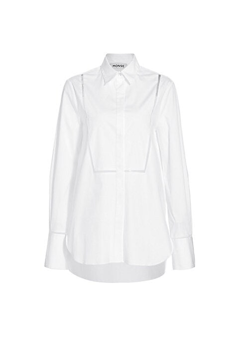 Mesh Detail Cotton Shirt