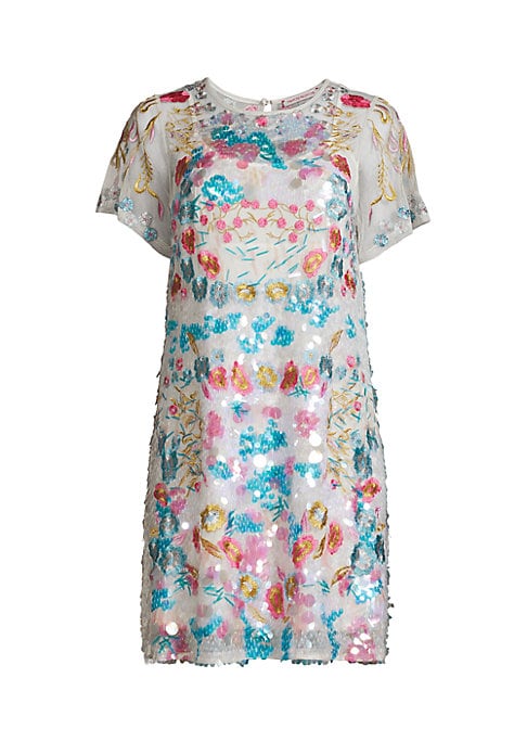 Floral Sequin Shift Dress
