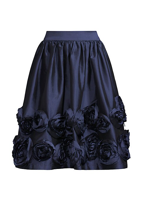Silk Rosette Midi Skirt