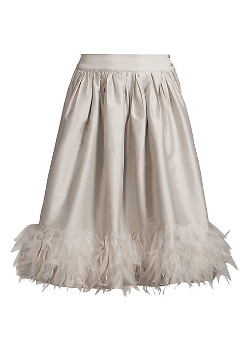 Feather Trim Satin Skirt