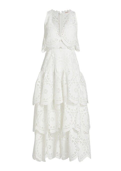 Scalloped Tiered Midi Dress