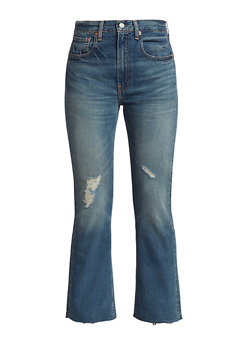 Distressed High-Rise Kick Jeans