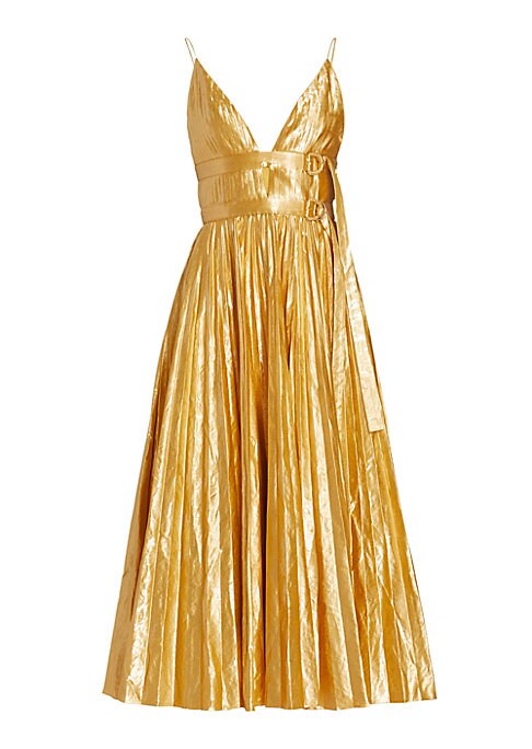 Metallic Pleated Elegance Dress