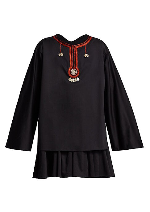 Braided Sleeve Pleated Dress