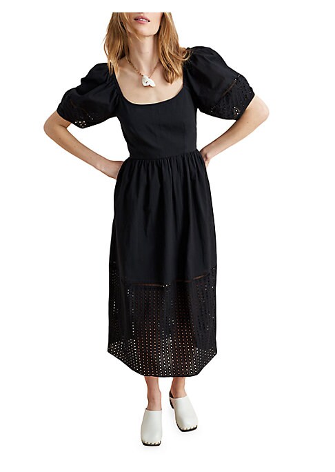 Elegant Eyelet Midi Dress
