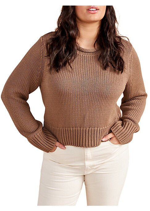 Cropped Cotton Rollneck Sweater