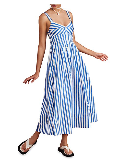 Striped Sweetheart Midi Dress
