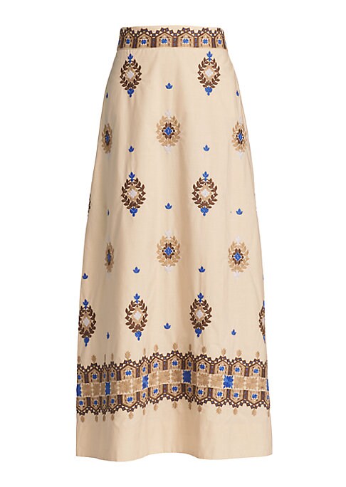 Floral Embroidered Midi Skirt