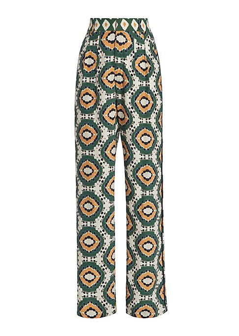 Geometric Silk Trousers