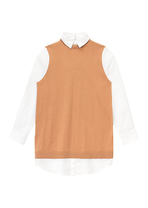 Layered Knit Poplin Dress
