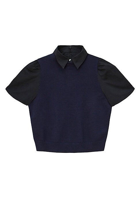 Cropped Knit Layered Sweater