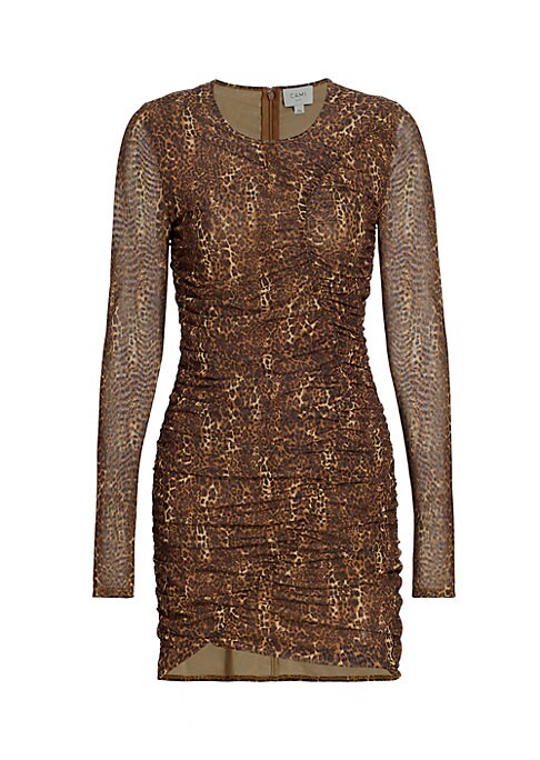 Leopard Ruched Mini Dress