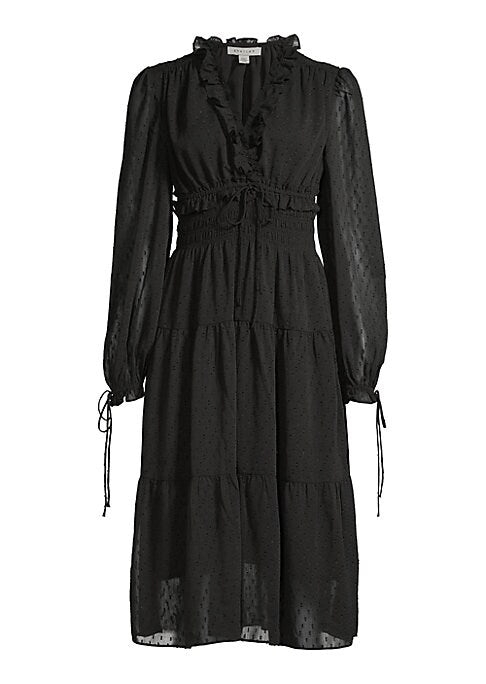 Ruffled Chiffon Midi Dress