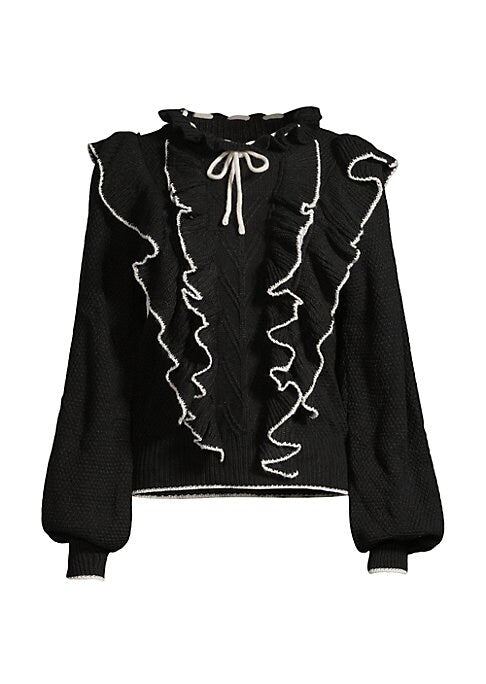Ruffled Bishop Sleeve Sweater