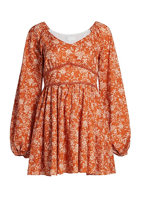 Embroidered Floral Puff Dress