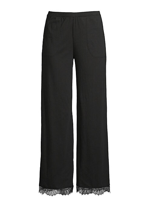 Lace Trim Wide-Leg Pants