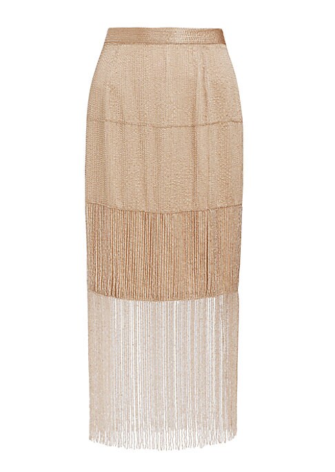 Beaded Fringe Midi Skirt
