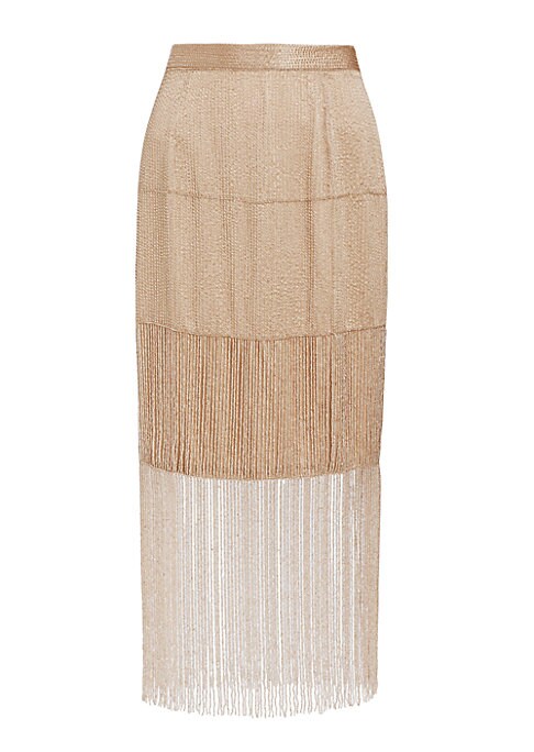 Beaded Fringe Midi Skirt