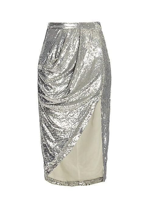 Glimmering Silk Midi Skirt