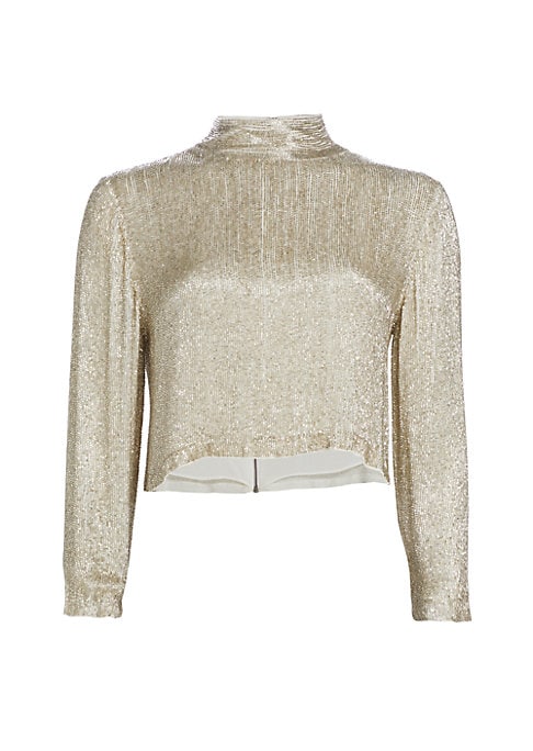 Chic Metallic Turtleneck Top