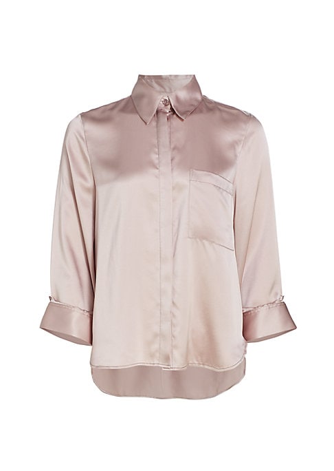 Lustrous Silk Button-Up Top