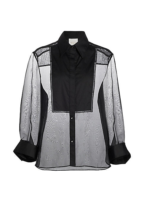 Chic Tuxedo Silk Blouse