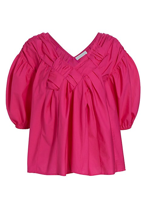 Puff-Sleeve V-Neck Blouse