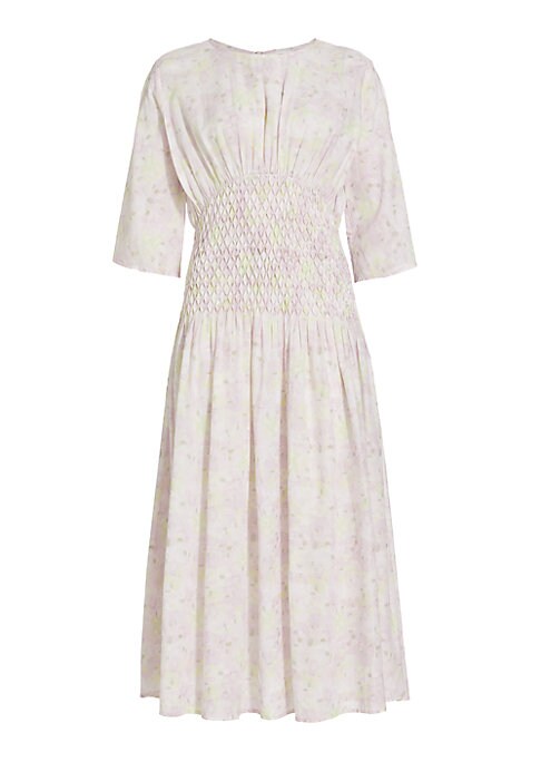 Smocked Cotton Midi Dress