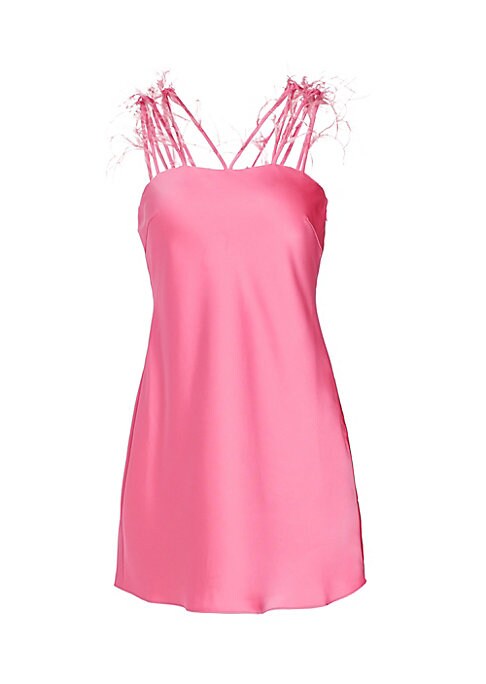 Feathered Satin Mini Dress