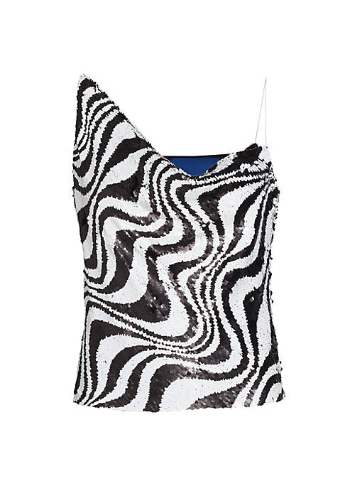 Sequin Striped Asymmetrical Top