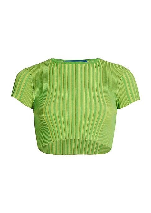 Striped Cropped Knit Tee