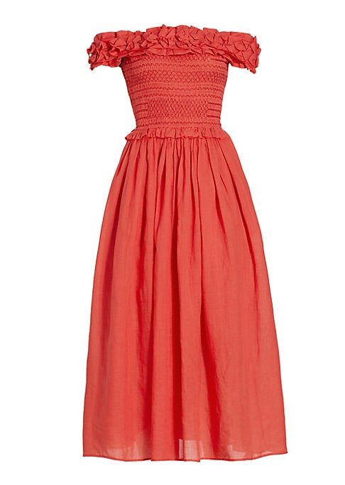 Ruffled Off-Shoulder Midi Dress