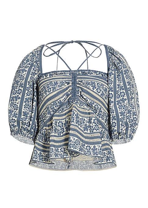 Puff-Sleeve Peplum Blouse
