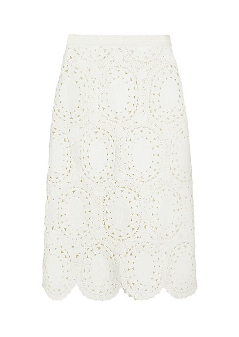 Embroidered Cotton Midi Skirt