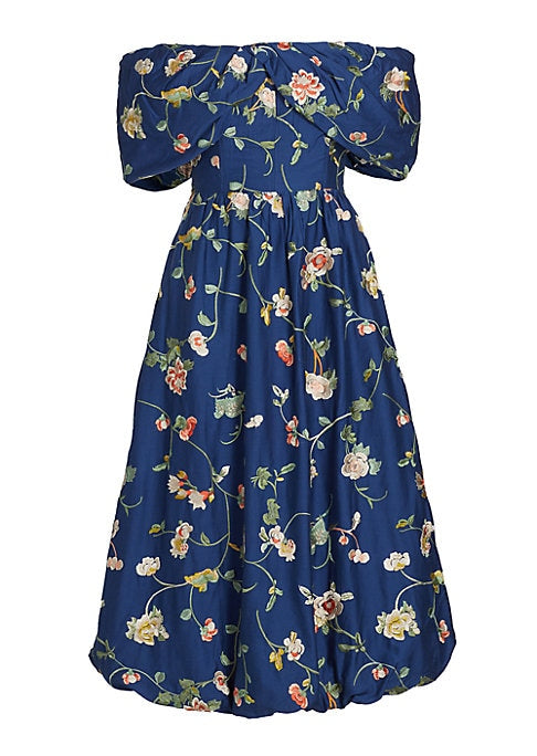 Floral A-Line Midi Dress