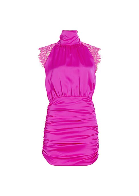 Lace-Trim Satin Mini Dress