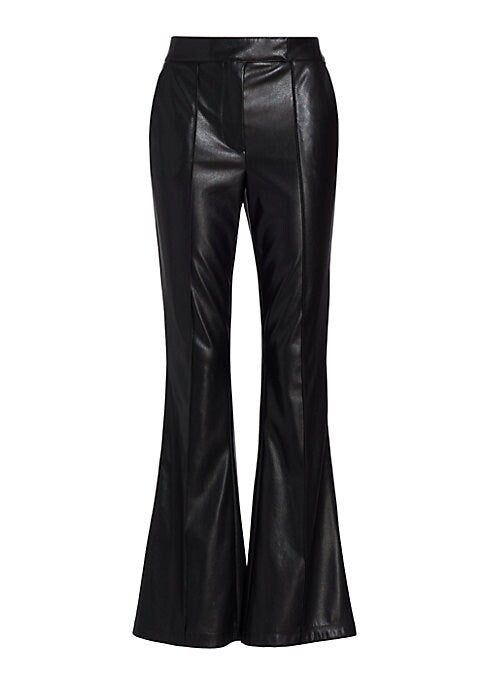 Flared Faux Leather Trousers