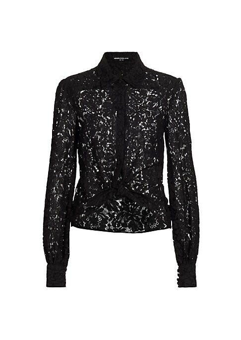 Lace Tie-Front Blouse