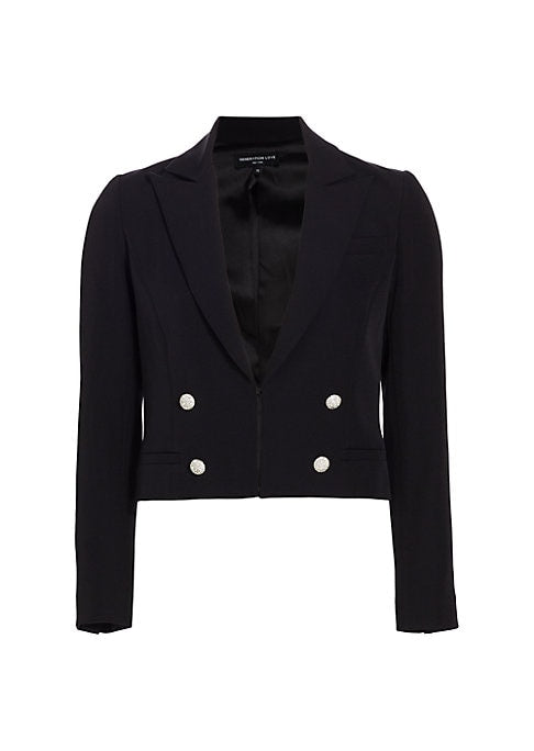 Crystal Button Cropped Blazer