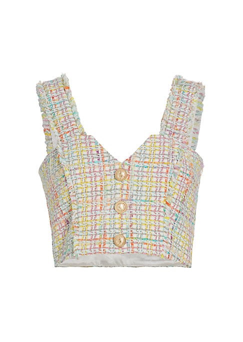 Chic Tweed Button Top