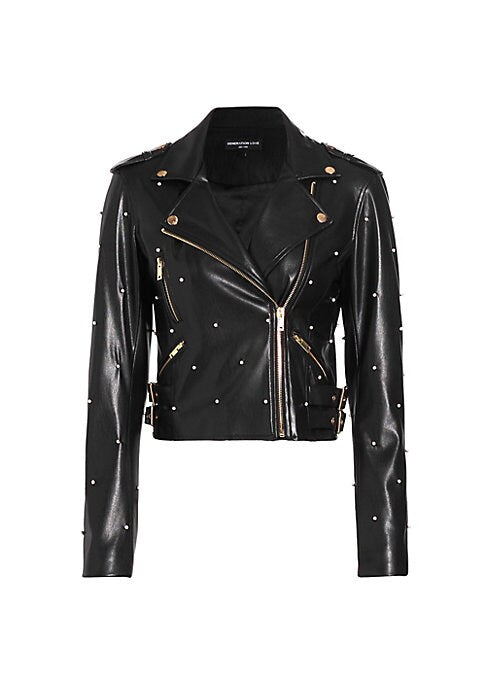 Pearl-Trimmed Moto Jacket