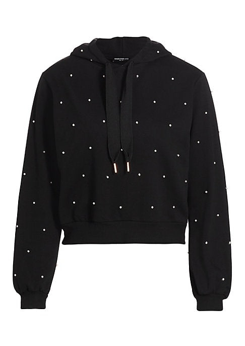 Pearl Accent Cropped Hoodie