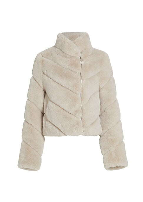 Chevron Luxe Faux Coat