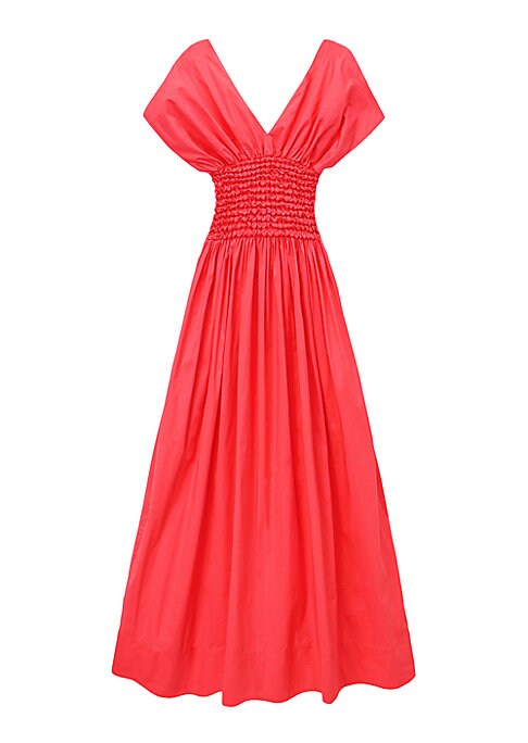 V-Neck Smocked Midi Dress